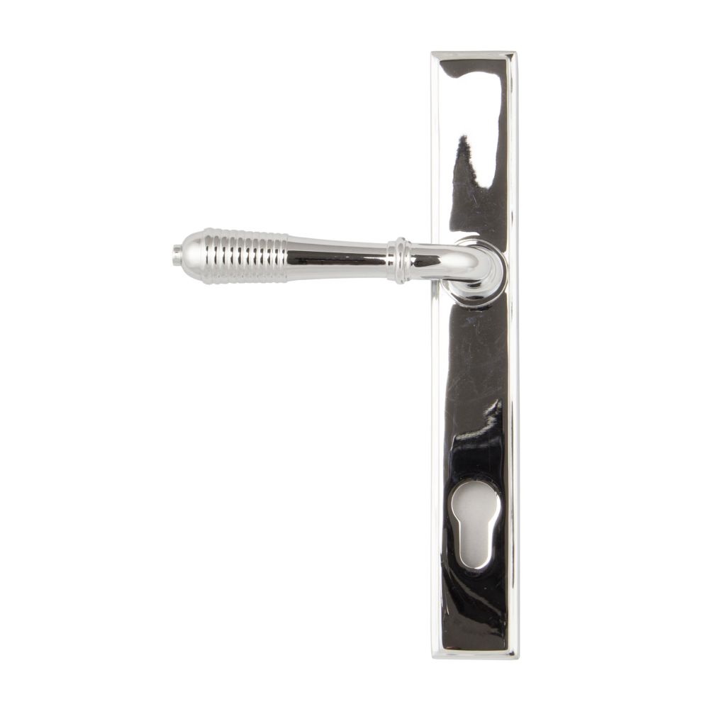 From The Anvil - Polished Chrome Reeded Slimline Lever Espag. Lock Set | Sku. 33305 | Trade Door Handles.