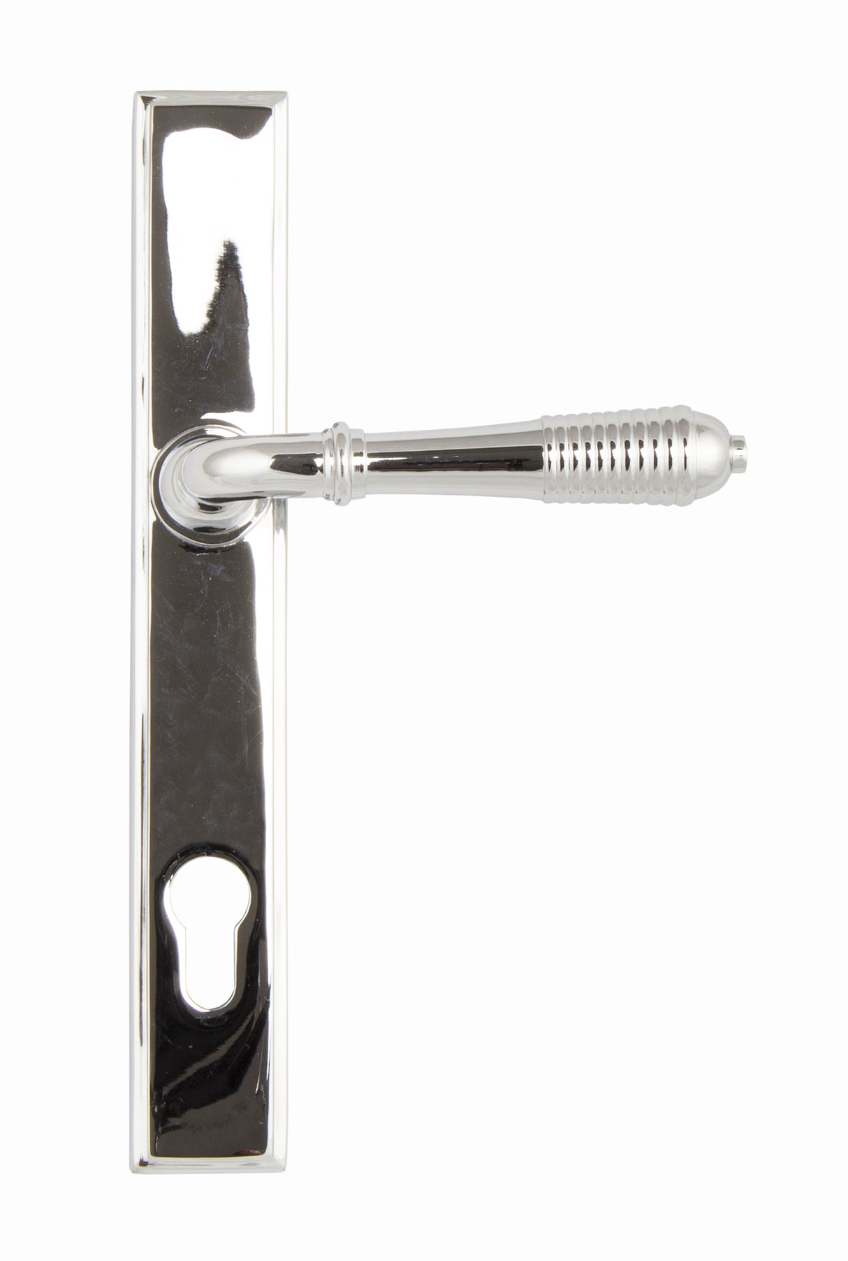 From The Anvil - Polished Chrome Reeded Slimline Lever Espag. Lock Set | Sku. 33305 | Trade Door Handles.