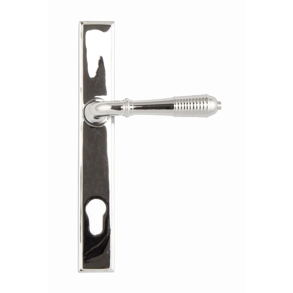 From The Anvil - Polished Chrome Reeded Slimline Lever Espag. Lock Set | Sku. 33305 | Trade Door Handles.