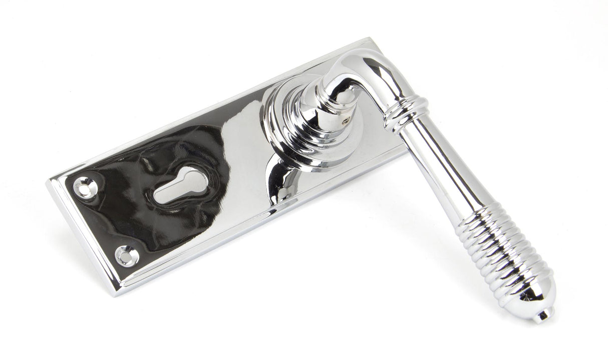 From The Anvil - Polished Chrome Reeded Lever Lock Set | Sku. 33306 | Trade Door Handles.