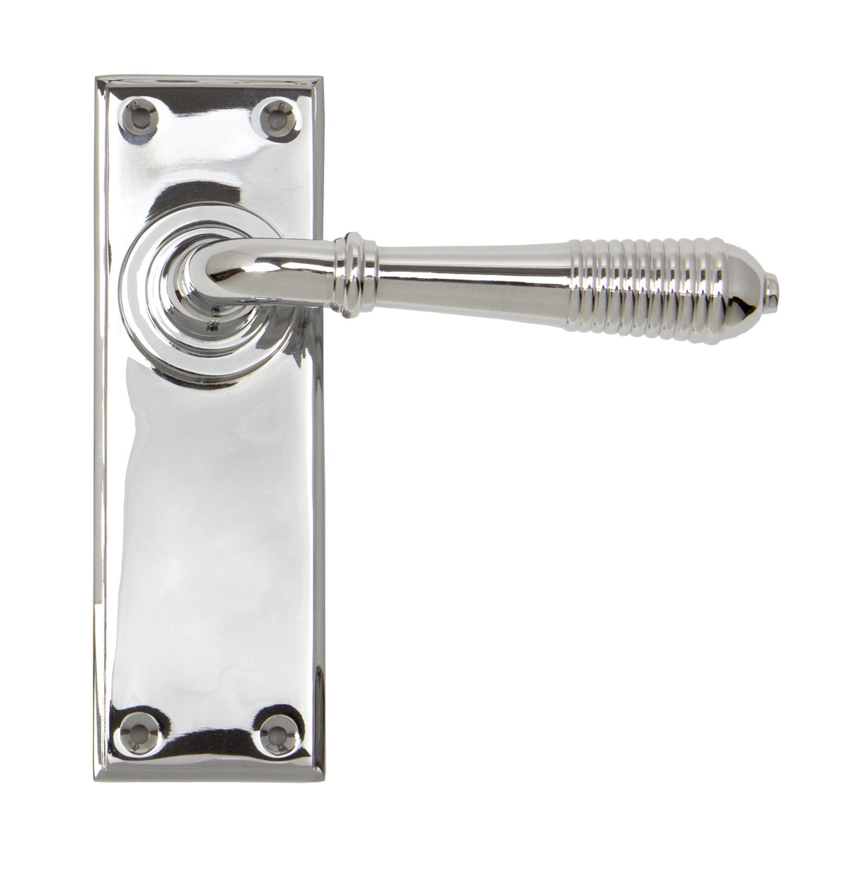 From The Anvil - Polished Chrome Reeded Lever Latch Set | Sku. 33307 | Trade Door Handles.