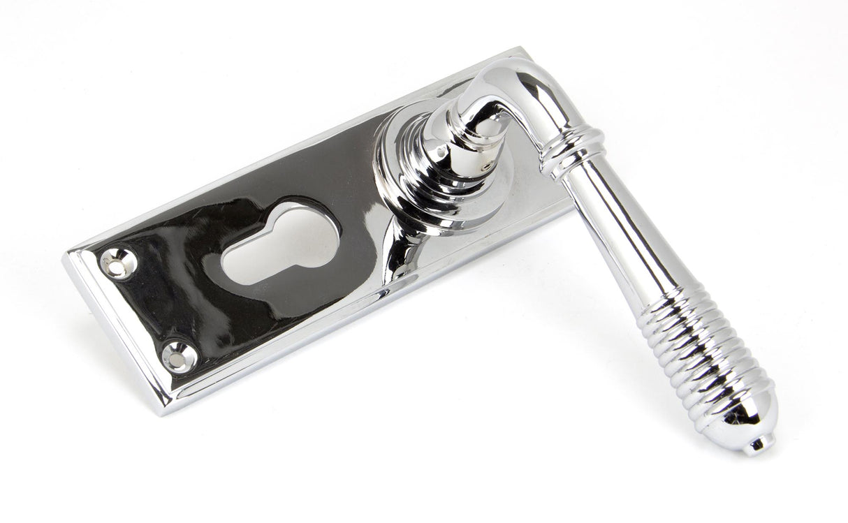 From The Anvil - Polished Chrome Reeded Lever Euro Lock Set | Sku. 33309 | Trade Door Handles.