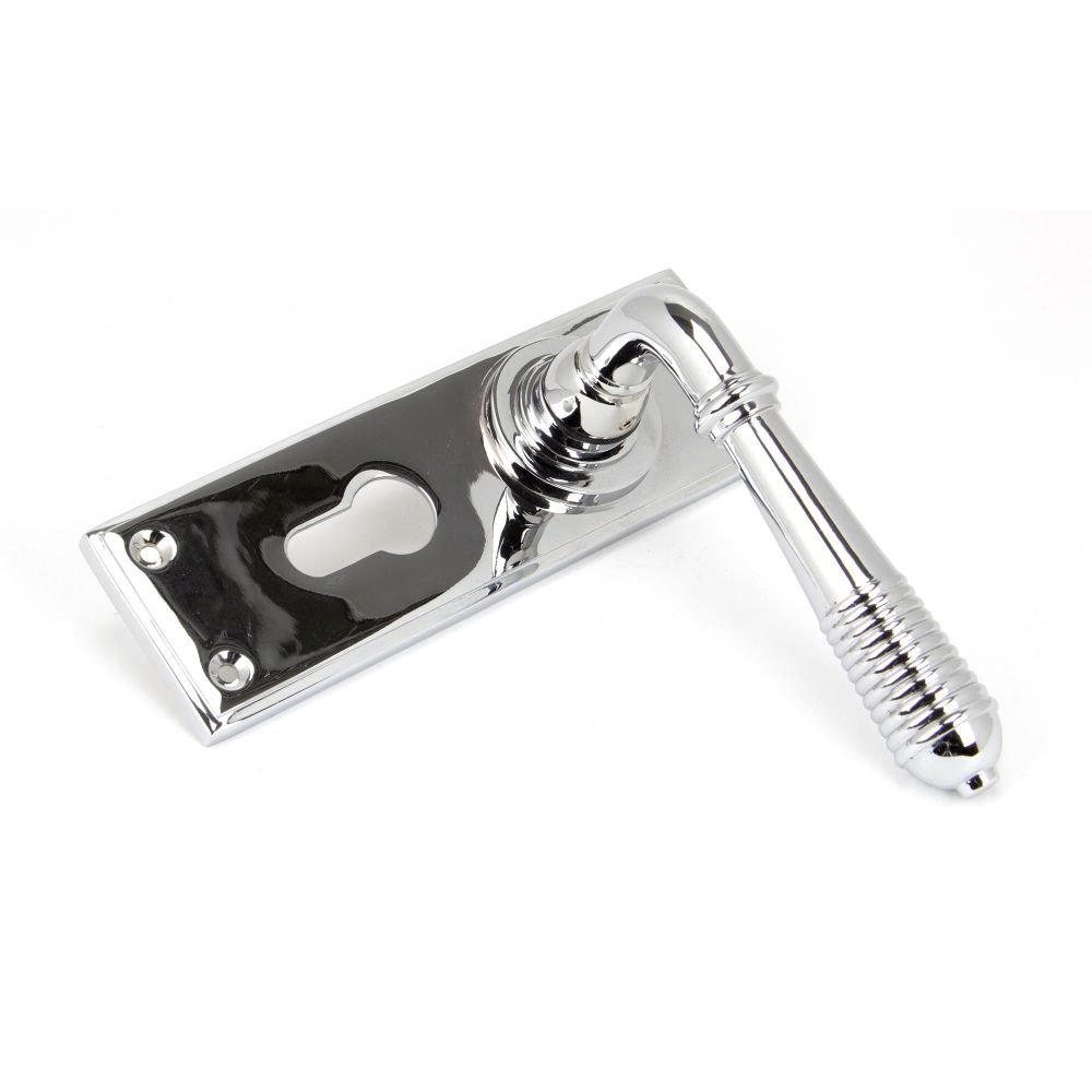 From The Anvil - Polished Chrome Reeded Lever Euro Lock Set | Sku. 33309 | Trade Door Handles.