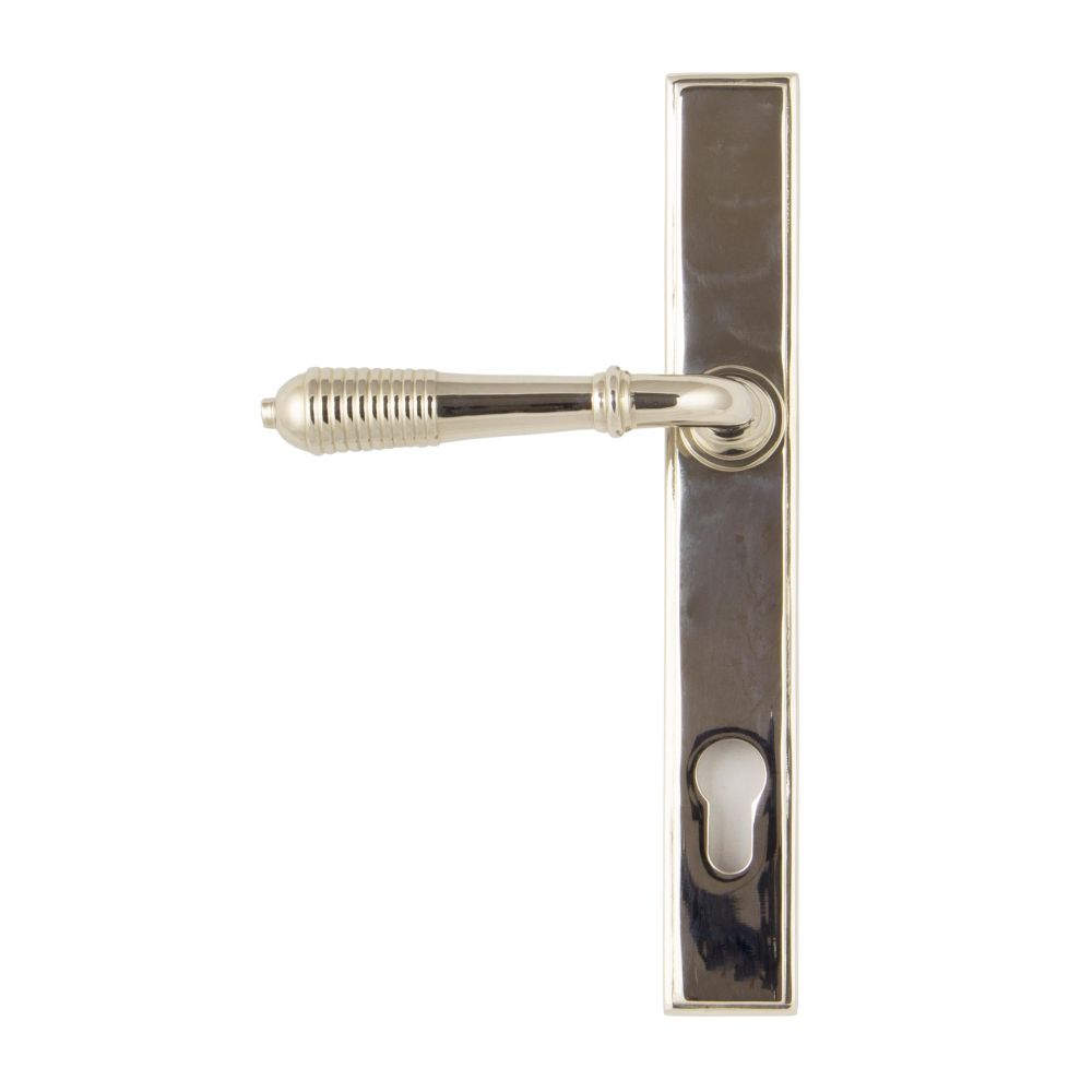 From The Anvil - Polished Nickel Reeded Slimline Lever Espag. Lock Set | Sku. 33316 | Trade Door Handles.
