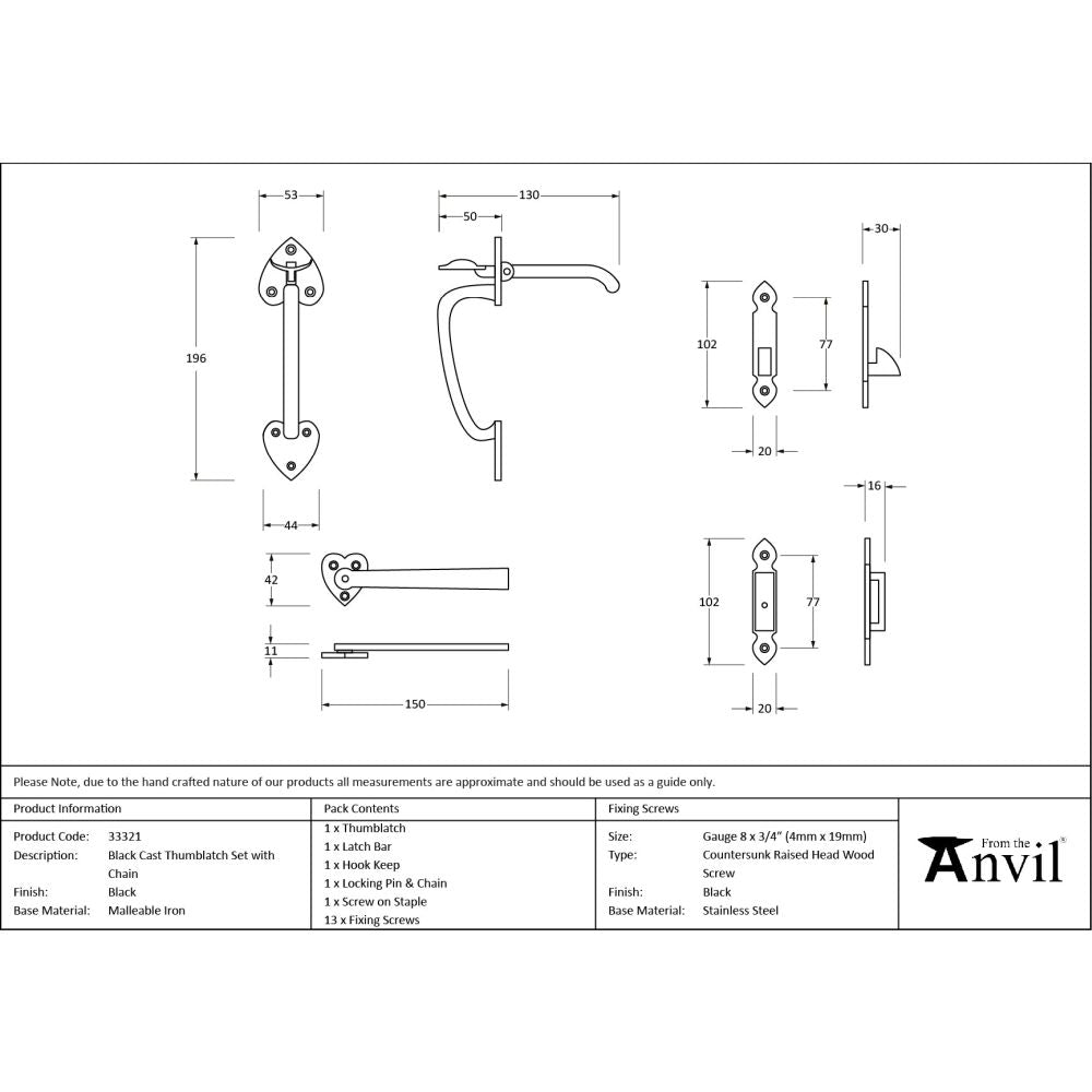 From The Anvil - Black Cast Thumblatch Set with Chain | Sku. 33321 | Trade Door Handles.