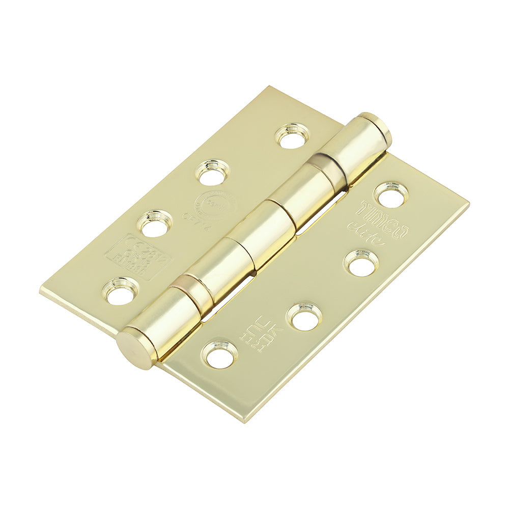 This is an image of Timco - Grade 13 Fire Door Hinges - Electro Brass Stainless Steel 101 x 76 x 3 (1 Pairs Box) 334027