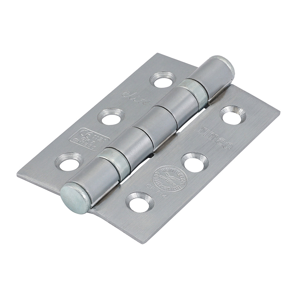 This is an image of Timco - Grade 7 Ball Bearing Fire Door Hinges - Satin Chrome 76 x 50 x 2.0 (1 Pairs TIMpac) 334654P