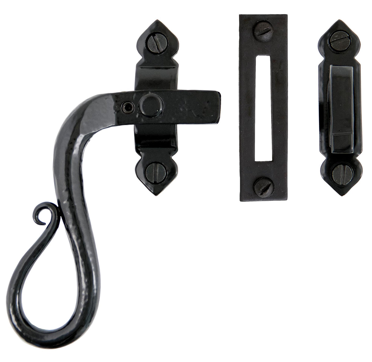From The Anvil - Black Locking Shepherd's Crook Fastener - LH | Sku. 33468 | Trade Door Handles.