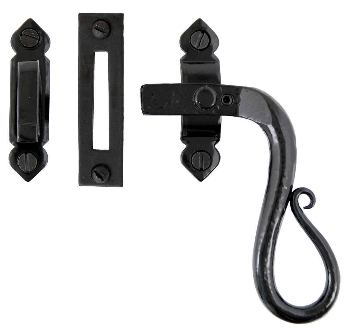 From The Anvil - Black Locking Shepherd's Crook Fastener - RH | Sku. 33469 | Trade Door Handles.