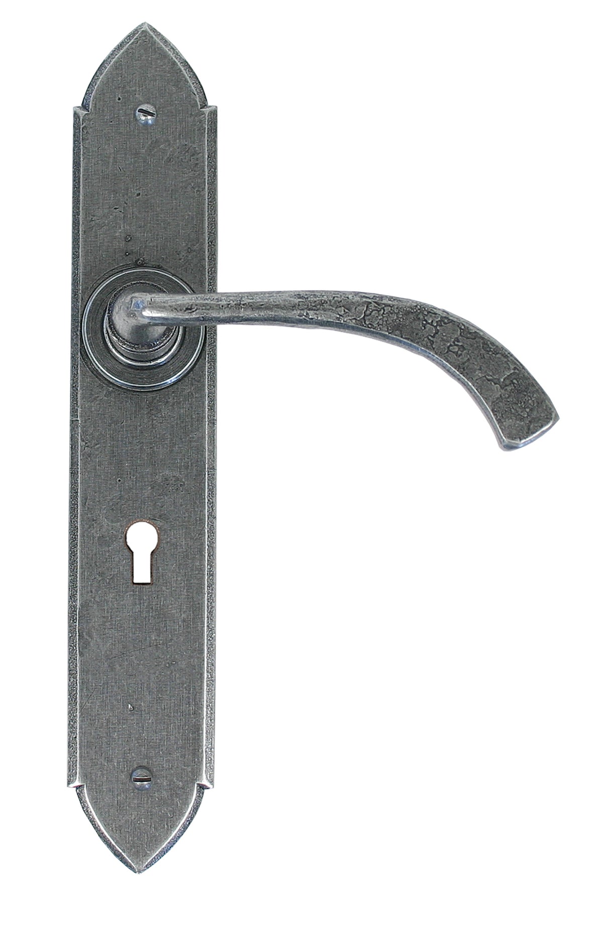From The Anvil - Pewter Gothic Curved Sprung Lever Lock Set | Sku. 33634 | Trade Door Handles.