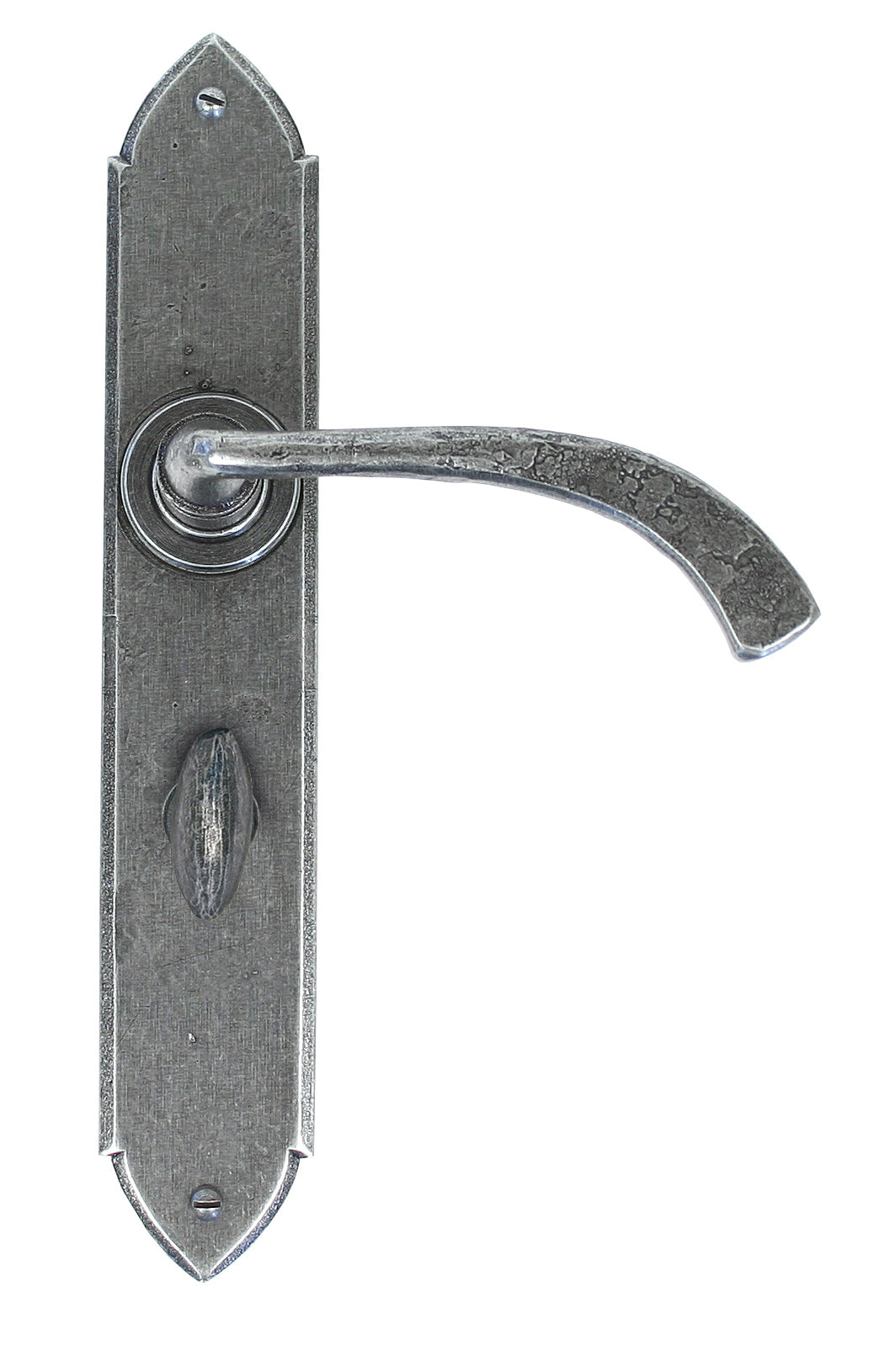 From The Anvil - Pewter Gothic Curved Sprung Lever Bathroom Set | Sku. 33636 | Trade Door Handles.