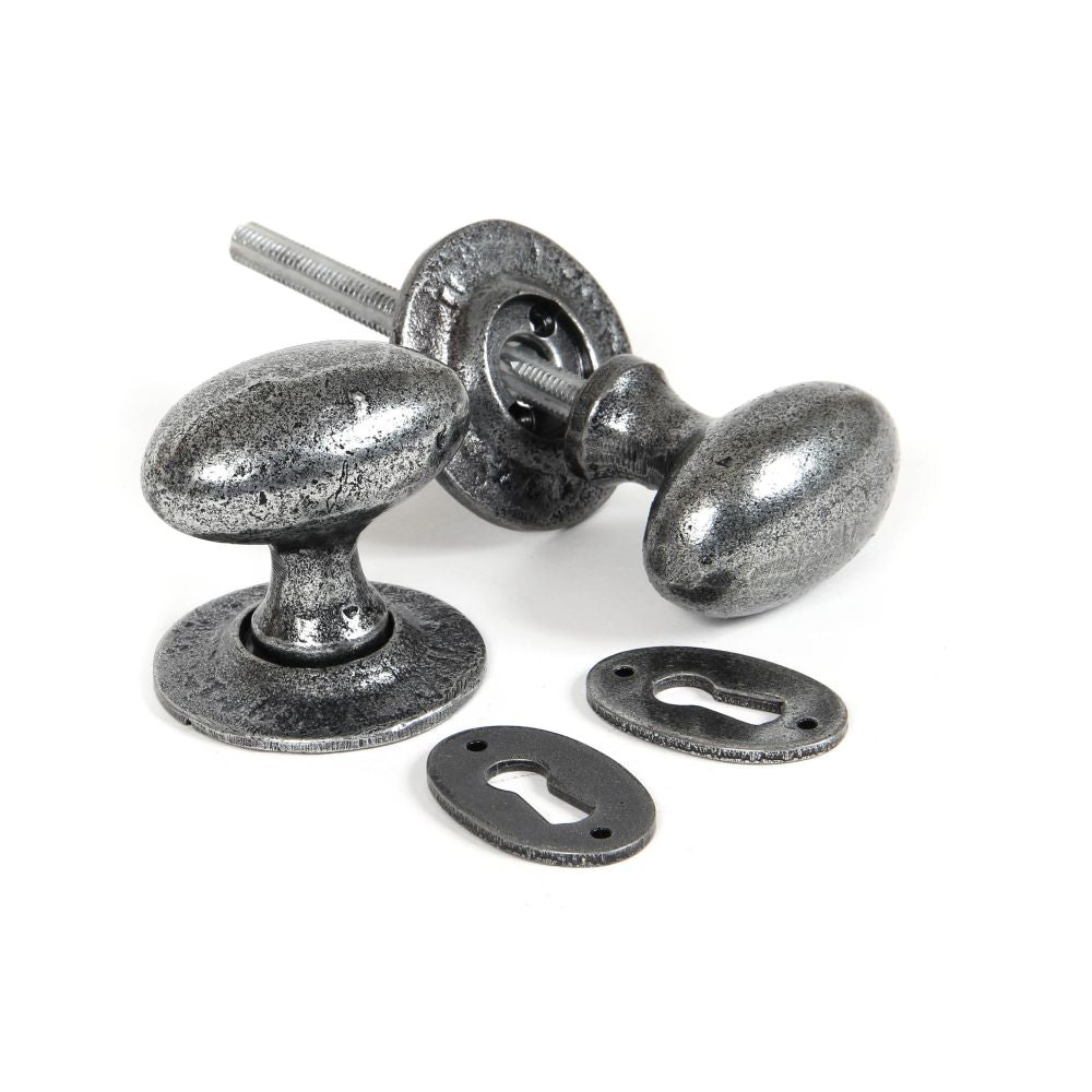 From The Anvil - Pewter Oval Mortice/Rim Knob Set | Sku. 33644 | Trade Door Handles.