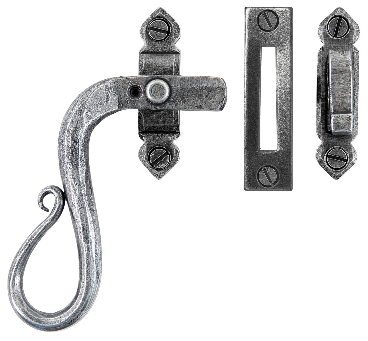 From The Anvil - Pewter Locking Shepherd's Crook Fastener - LH | Sku. 33710 | Trade Door Handles.