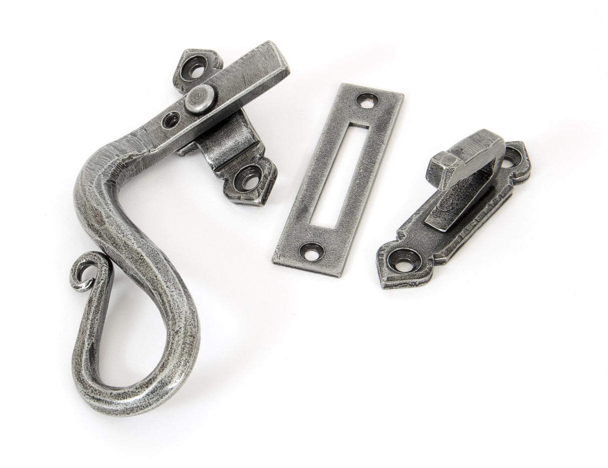 From The Anvil - Pewter Locking Shepherd's Crook Fastener - LH | Sku. 33710 | Trade Door Handles.