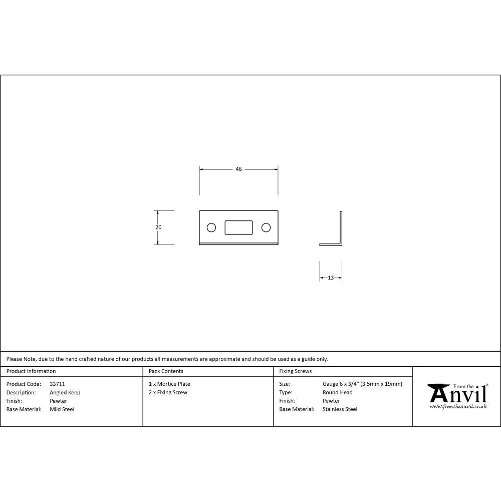 From The Anvil - Pewter Angled Keep | Sku. 33711 | Trade Door Handles.
