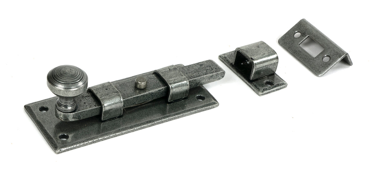 From The Anvil - Pewter 4" Straight Knob Bolt | Sku. 33720 | Trade Door Handles.