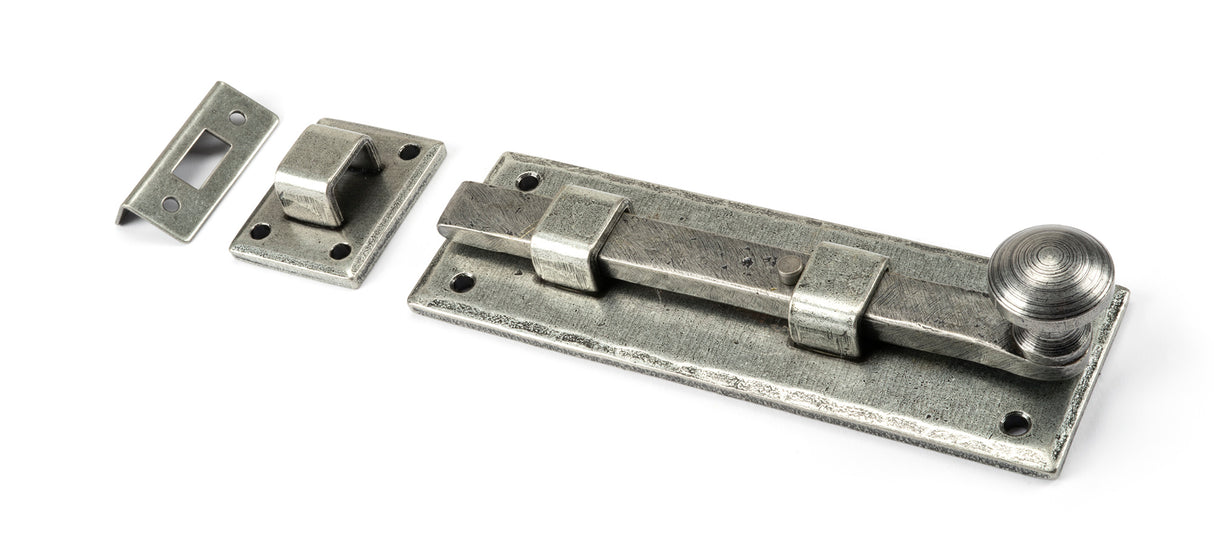 From The Anvil - Pewter 6" Straight Knob Bolt | Sku. 33723 | Trade Door Handles.