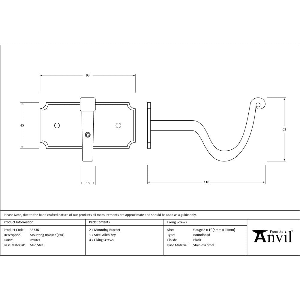 From The Anvil - Pewter Mounting Bracket (pair) | Sku. 33736 | Trade Door Handles.