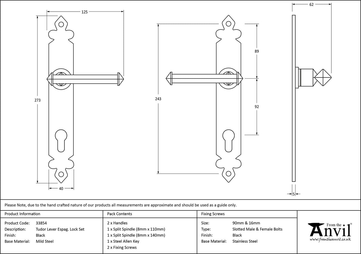 From The Anvil - Beeswax Tudor Lever Espag. Lock Set | Sku. 33854 | Trade Door Handles.