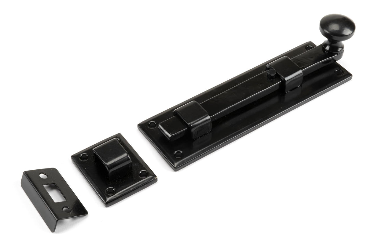 From The Anvil - Black 6" Straight Knob Bolt | Sku. 33980 | Trade Door Handles.