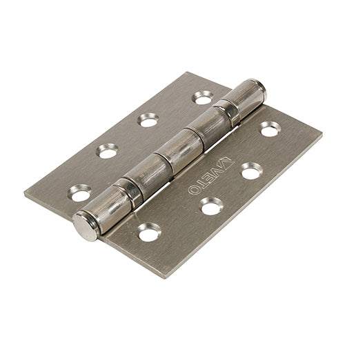 This is an image of Timco - Twin Ball Bearing Hinges - Steel - Satin Nickel 102 x 76 (1 Pairs Box) 340101