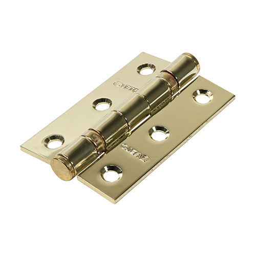 This is an image of Timco - Twin Ball Bearing Hinges - Steel - Electro Brass 76 x 51 (1 Pairs Box) 340843