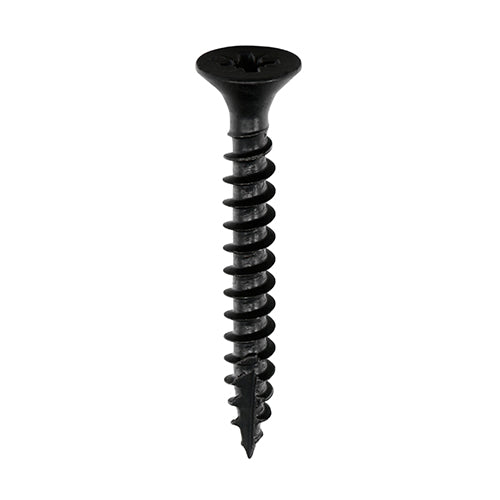 This is an image of Timco - Classic Multi-Purpose Screws - PZ - Double Countersunk - Exterior - Black Organic 3.5 x 25mm - (200 PCS Box) 35025CLAB