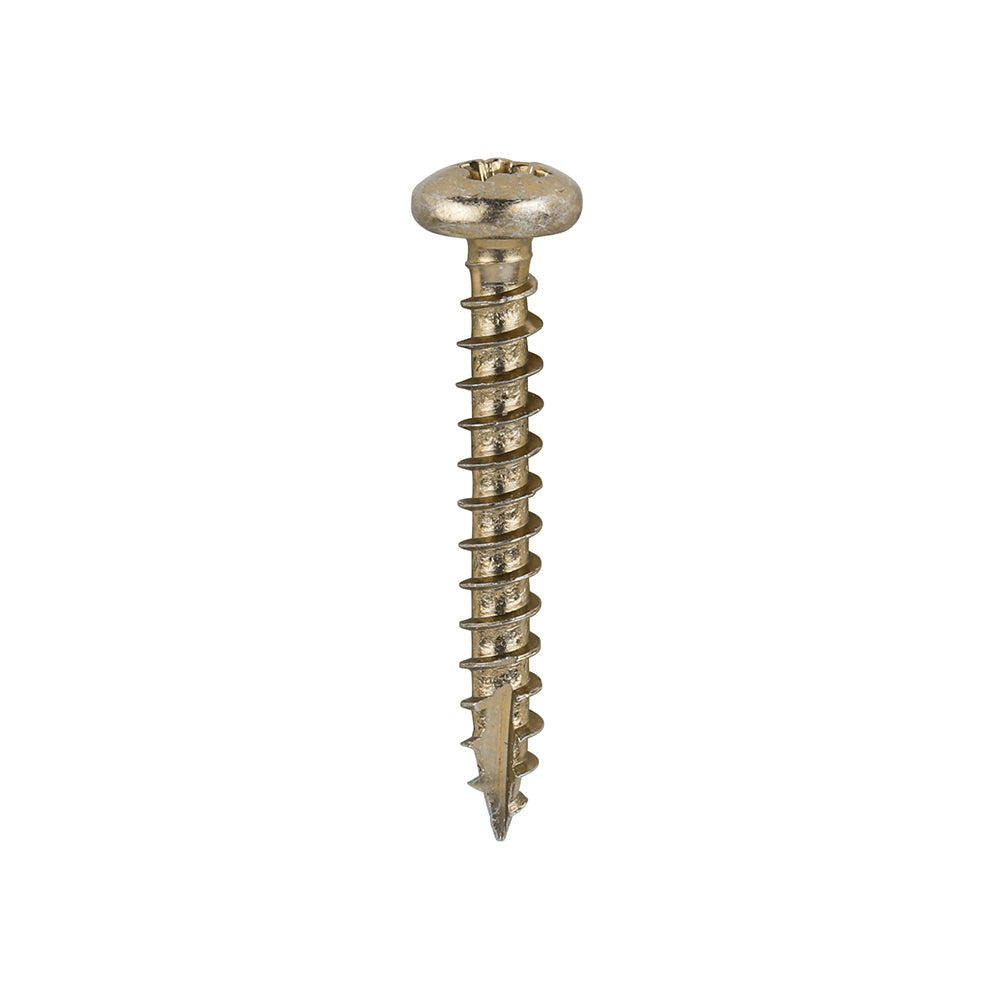 This is an image of Timco - Classic Multi-Purpose Screws - PZ - Pan Head - Yellow 3.5 x 25mm - (200 PCS Box) 35025CLAP