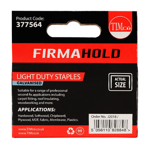 This is an image of Timco - Light Duty Staples - Chisel Point - Galvanised 8mm (1000 PCS Box) 377564