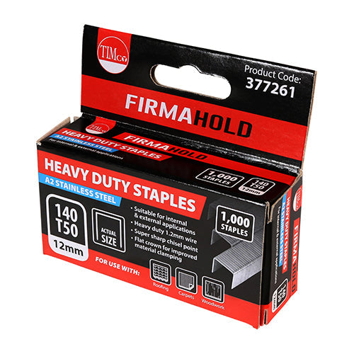 This is an image of Timco - Heavy Duty Staples - Chisel Point - A2 Stainless Steel 8mm (1000 PCS Box) 377761