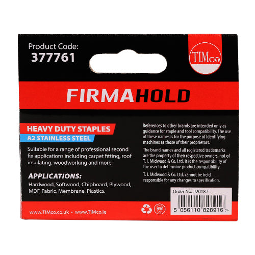 This is an image of Timco - Heavy Duty Staples - Chisel Point - A2 Stainless Steel 8mm (1000 PCS Box) 377761