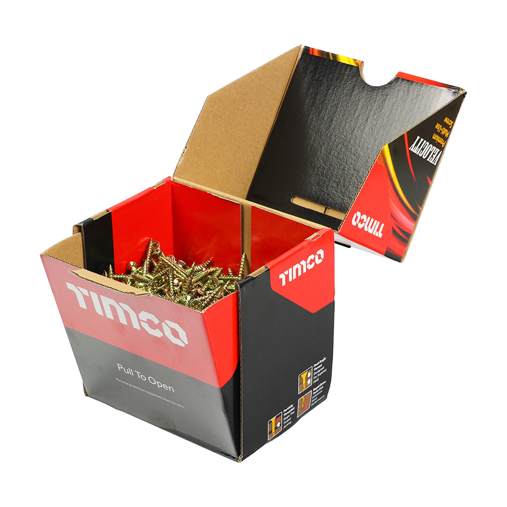 This is an image of Timco - Velocity Premium Multi-Use Screws - PZ - Double Countersunk - Yellow 4.0 x 30mm - (1000 PCS Box) 40030VYIND
