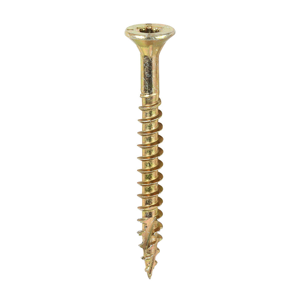 This is an image of Timco - C2 Clamp-Fix Screws - TX - Double Countersunk with Ribs - Twin-Cut - Yellow 4.0 x 40mm - (1200 PCS Tub) 40040C2CTUB