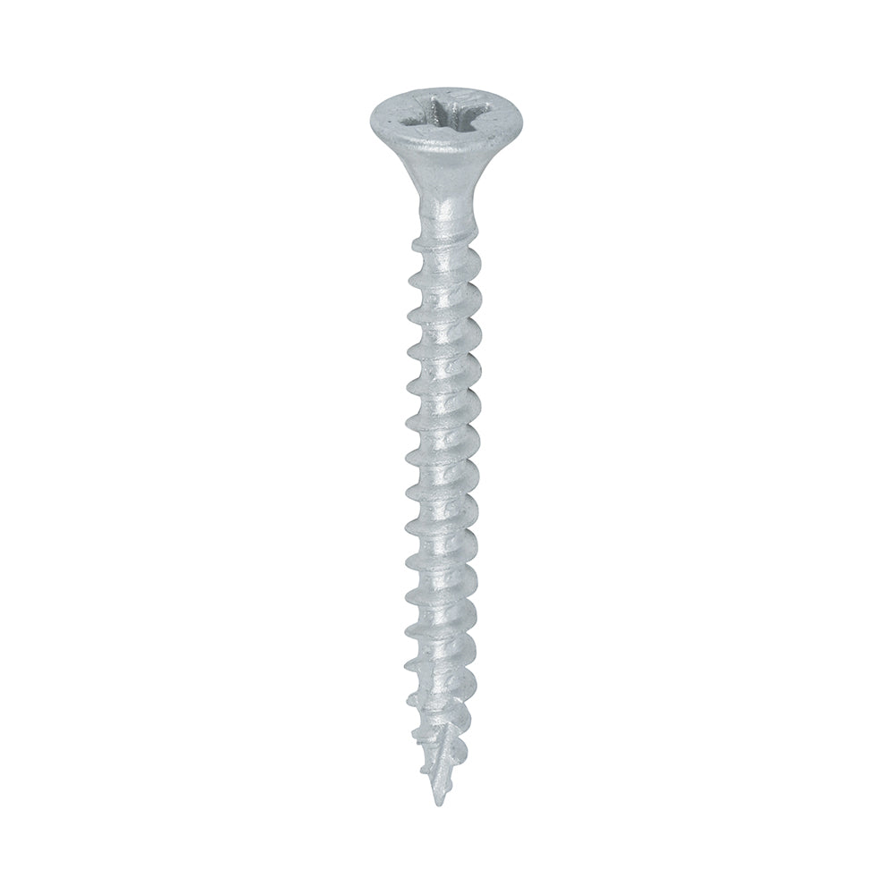 This is an image of Timco - C2 Exterior Strong-Fix Screws - PZ - Double Countersunk with Ribs - Twin-Cut - Silver 4.0 x 40mm - (200 PCS Box) 40040C2SBX