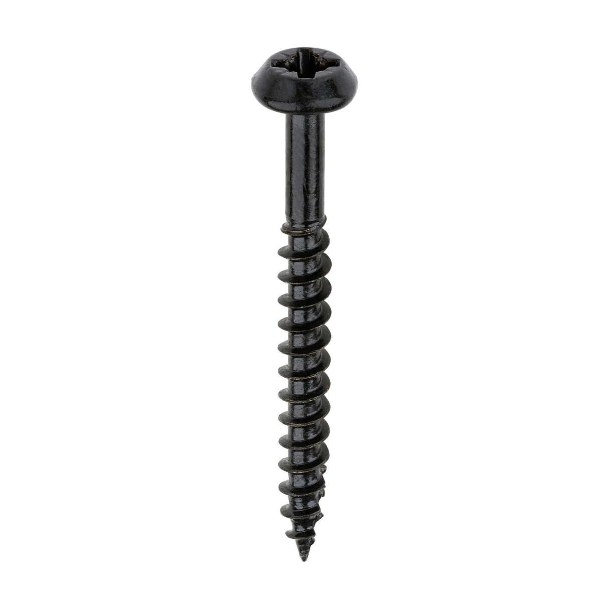 This is an image of Timco - Rainwater Screws - PZ - Low Profile Pan - Exterior - Black 4.0 x 40mm - (300 PCS Box) 40040CLARBBX