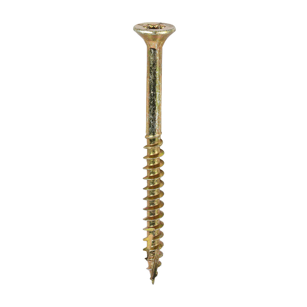 This is an image of Timco - C2 Clamp-Fix Screws - TX - Double Countersunk with Ribs - Twin-Cut - Yellow 4.0 x 50mm - (800 PCS Tub) 40050C2CTUB
