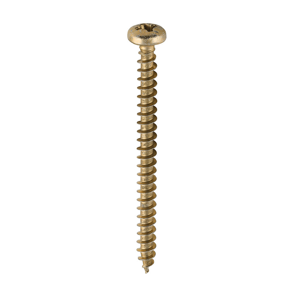 This is an image of Timco - Classic Multi-Purpose Screws - PZ - Pan Head - Yellow 4.0 x 50mm - (200 PCS Box) 40050CLAP