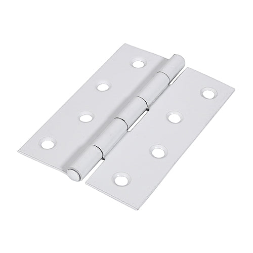 This is an image of Timco - Plain Butt Hinge - Fixed Pin (1838) - White 100 x 70 (1 Pairs Plain Bag) 434303