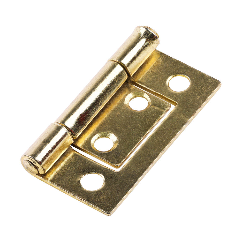 This is an image of Timco - Flush Hinge (105) - Electro Brass 38 x 28 (1 Pairs Plain Bag) 434464