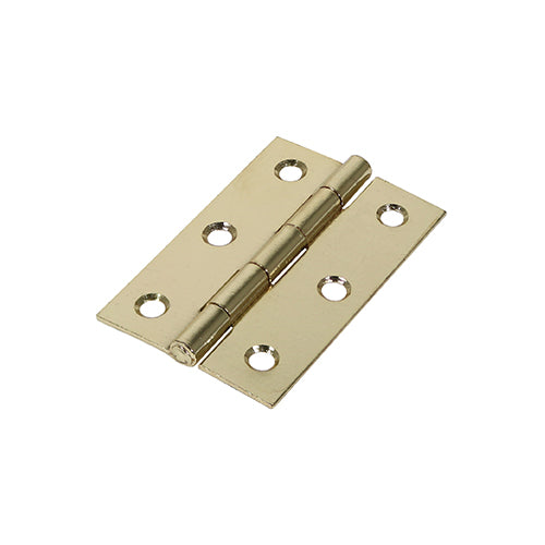 This is an image of Timco - Plain Butt Hinge - Fixed Pin (1838) - Electro Brass 75 x 50 (1 Pairs TIMpac) 434701P