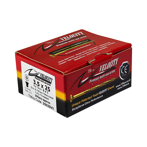 This is an image of Timco - Velocity Premium Multi-Use Screws - PZ - Double Countersunk - Yellow 4.5 x 30mm - (200 PCS Box) 45030VY