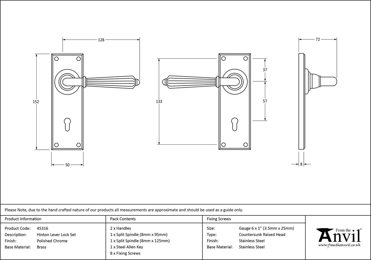 From The Anvil - Polished Chrome Hinton Lever Lock Set | Sku. 45316 | Trade Door Handles.