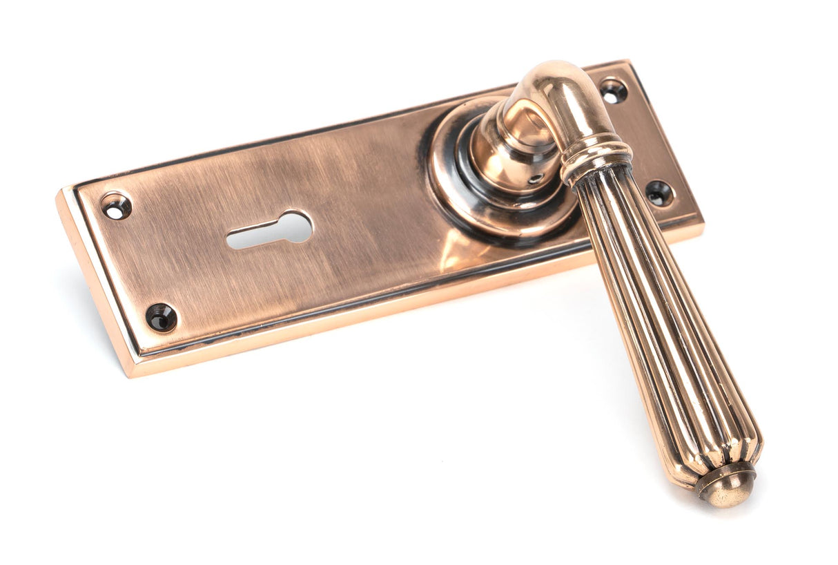 From The Anvil - Polished Bronze Hinton Lever Lock Set | Sku. 45334 | Trade Door Handles.