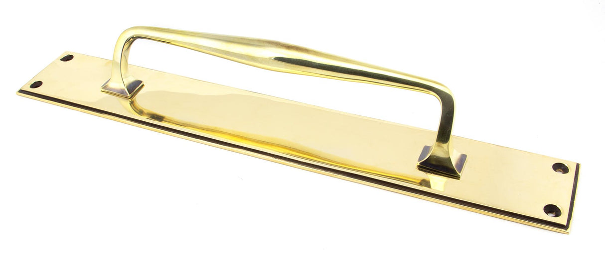 From The Anvil - Aged Brass 425mm Art Deco Pull Handle on Backplate | Sku. 45374 | Trade Door Handles.