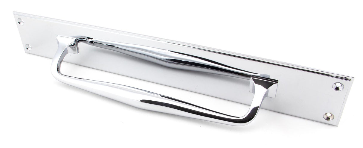 From The Anvil - Polished Chrome 425mm Art Deco Pull Handle on Backplate | Sku. 45375 | Trade Door Handles.