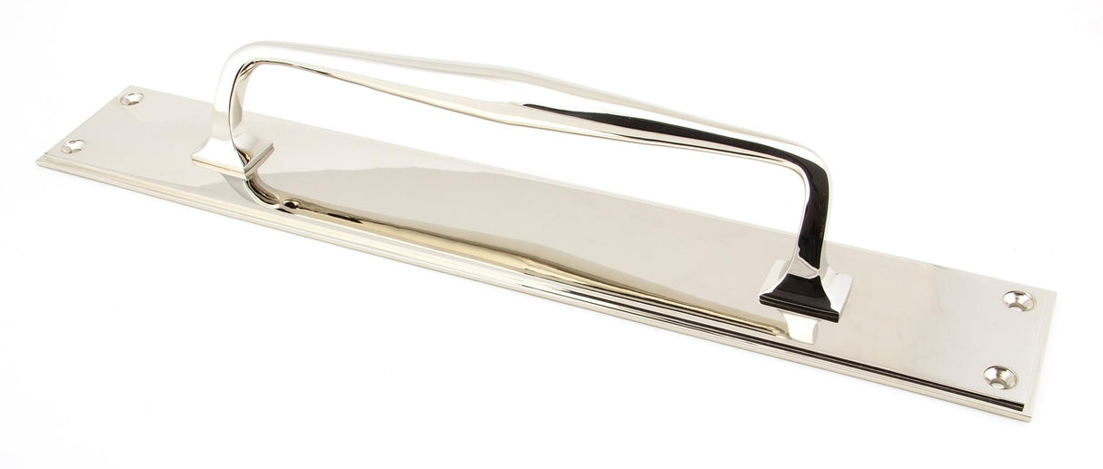 From The Anvil - Polished Nickel 425mm Art Deco Pull Handle on Backplate | Sku. 45376 | Trade Door Handles.