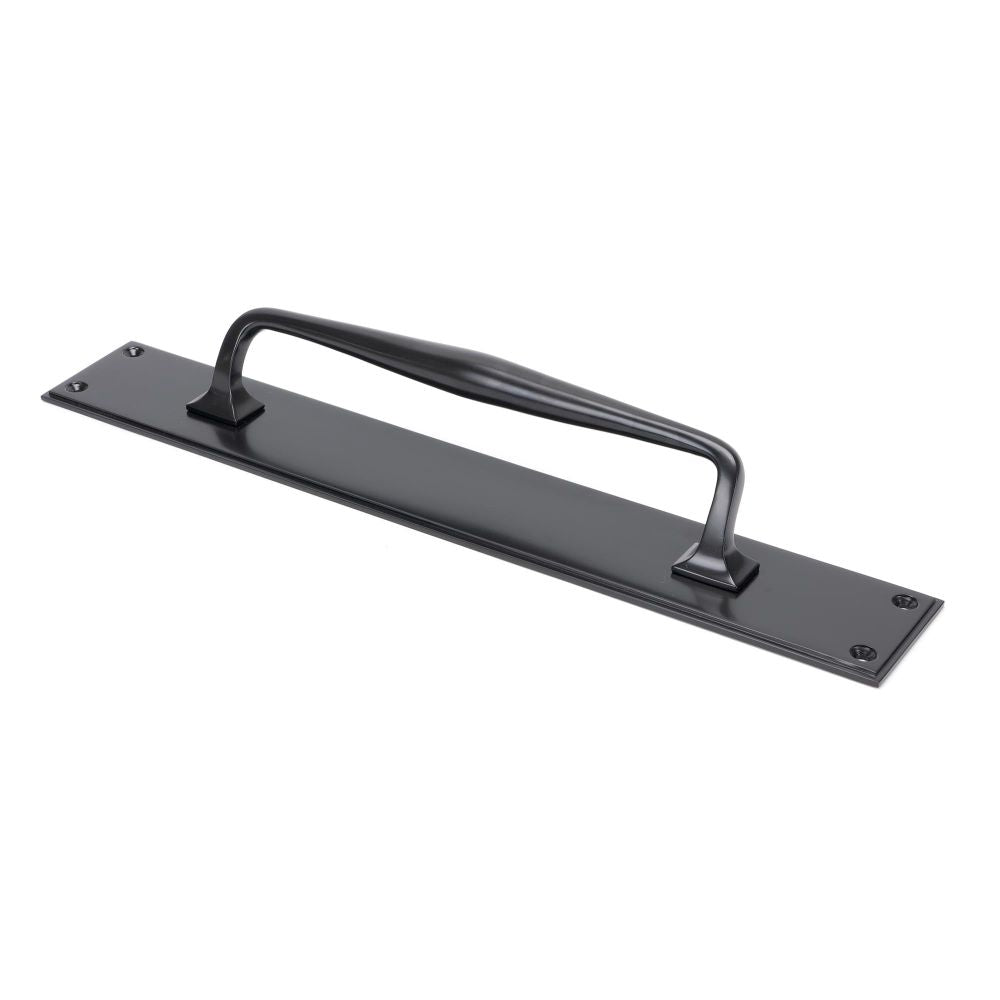 From The Anvil - Aged Bronze 425mm Art Deco Pull Handle on Backplate | Sku. 45377 | Trade Door Handles.