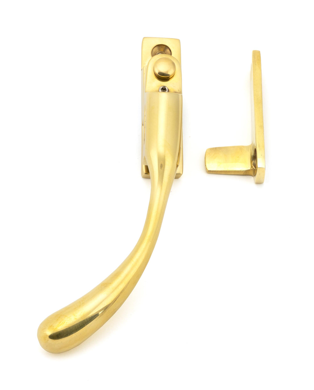 From The Anvil - Polished Brass Night-Vent Locking Peardrop Fastener - LH | Sku. 45396 | Trade Door Handles.