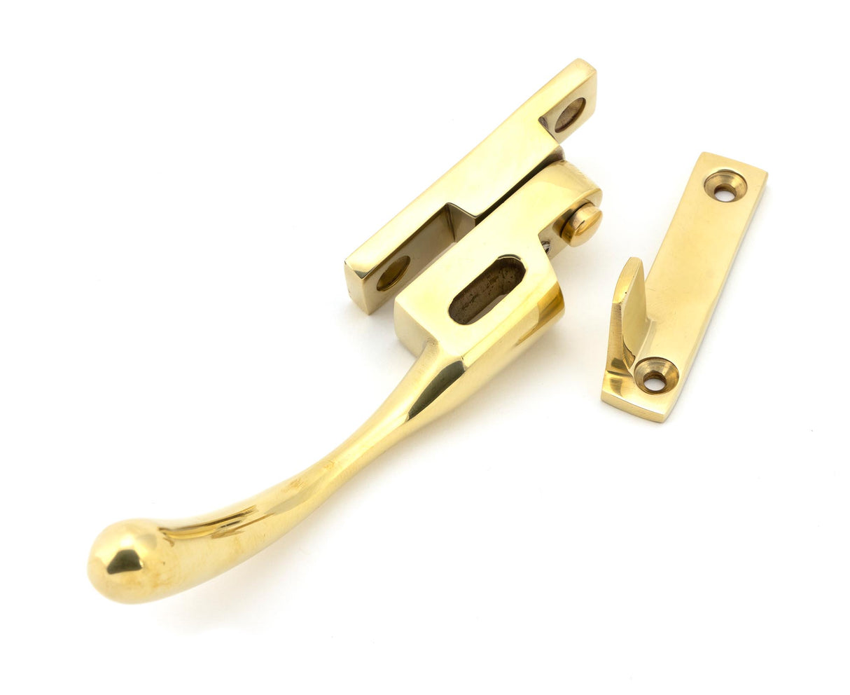 From The Anvil - Polished Brass Night-Vent Locking Peardrop Fastener - LH | Sku. 45396 | Trade Door Handles.