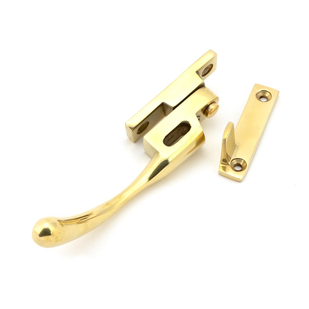 From The Anvil - Polished Brass Night-Vent Locking Peardrop Fastener - LH | Sku. 45396 | Trade Door Handles.